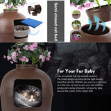 YES4PETS Multifunctional Cat Litter Box Pet Cat House Semi-Enclosed Brown - Top-Down View