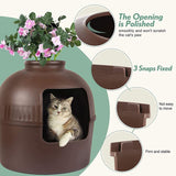 YES4PETS Multifunctional Cat Litter Box Pet Cat House Semi-Enclosed Brown - 45-Degree Angle