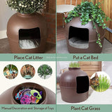 YES4PETS Multifunctional Cat Litter Box Pet Cat House Semi-Enclosed Brown - Rear View