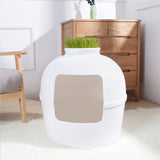 YES4PETS Multifunctional Cat Litter Box Pet Cat House Semi-Enclosed White - Side View