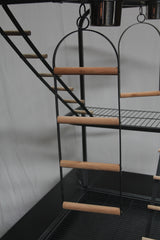 YES4PETS XXL Bird Cage Parrot Playpen Gym Toy Stand With Swing Ladders On Wheels - Top-Down View