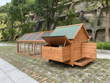 YES4PETS 350 CM XXL Chicken Coop Rabbit Hutch Ferret Cage Hen Chook Cat Kitten House With Run - Side View