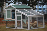 YES4PETS Green Large Chicken Coop Rabbit Hutch Ferret Guinea Pig Cage Hen Chook Cat Kitten House - Front View