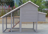 YES4PETS Grey Large Chicken Coop Rabbit Hutch Ferret Guinea Pig Cage Hen Chook Cat Kitten House - Side View