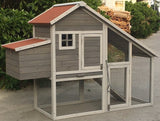 YES4PETS Grey Large Chicken Coop Rabbit Hutch Ferret Guinea Pig Cage Hen Chook Cat Kitten House - Rear View