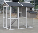 YES4PETS Grey XL Chicken Coop Rabbit Guinea Pig Hutch Ferret Hen Cat House - Front View