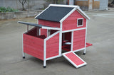 YES4PETS Red Chicken Coop Rabbit Hutch Cat Cage Hen Chook House - Front View