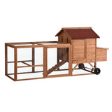 YES4PETS 248 cm XL Chicken Coop Rabbit Hutch Ferret Hen Guinea Pig House With Wheels - Side View