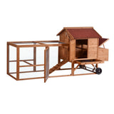 YES4PETS 248 cm XL Chicken Coop Rabbit Hutch Ferret Hen Guinea Pig House With Wheels - 45-Degree Angle