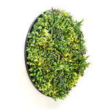 YES4HOMES Artificial Green Wall Plant Panel Disc Garden Flower Art 100cm Grassy UV Resistant-Fireworks Black Frame - Front View