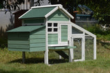 YES4PETS Green Small Chicken coop with nesting box for 2 Chickens / Rabbit Hutch - Rear View