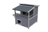YES4PETS 2 Story Cat Shelter Condo with Escape Door Rainproof Kitty House - Front View
