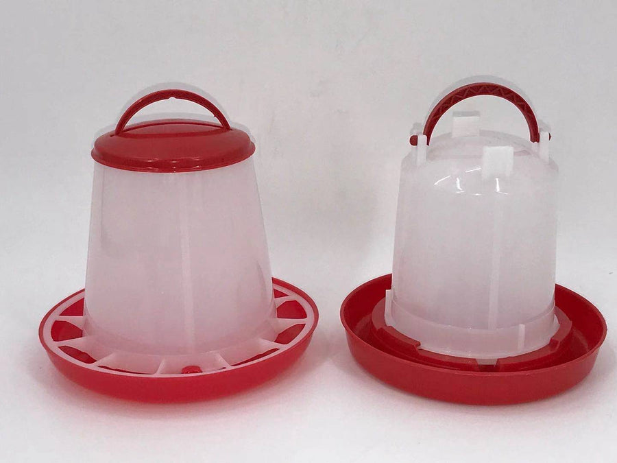 YES4PETS Small Poultry Bird Chicken Water Drinker 1 L & 1.5 kg Food Feeder Grain Seed Set