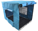 YES4PETS 42' Dog Cat Rabbit Collapsible Crate Pet Cage Canvas Cover-Blue - Front View