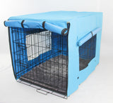 YES4PETS 48' Portable Foldable Dog Cat Rabbit Collapsible Crate Pet Cage with Cover Mat Blue - Front View