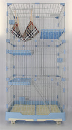 YES4PETS 179 cm Blue Pet 4 Level Cat Cage House With Litter Tray & Wheel 82x57x179 CM