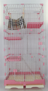 YES4PETS 179 cm Pink Pet 4 Level Cat Cage House With Litter Tray & Wheel 82x57x179 CM - Front View