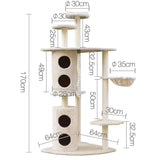YES4PETS 170cm XL Multi Level Cat Scratching Post Tree Post House Tower-Beige - Front View