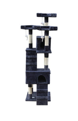 YES4PETS 170cm Cat Scratching Post Tree Post House Tower with Ladder Furniture Grey - Side View
