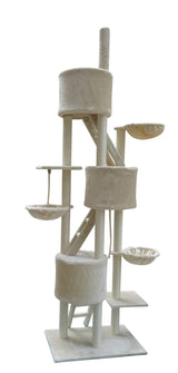 YES4PETS 244 cm XL Multi Level Cat Scratching Post Tree Scratcher Pole- Beige - Side View