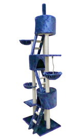 YES4PETS 244 cm XL Multi Level Cat Scratching Post Tree Scratcher Pole- Blue - Front View