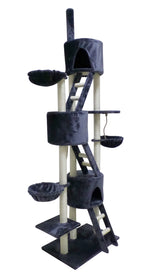 YES4PETS 244 cm XL Multi Level Cat Scratching Post Tree Scratcher Pole- Grey - Front View