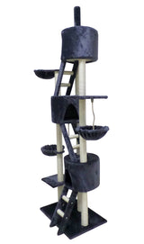 YES4PETS 244 cm XL Multi Level Cat Scratching Post Tree Scratcher Pole- Grey - Side View