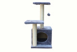 YES4PETS 71cm Grey Cat Scratching Tree Scratcher Post Pole Furniture Gym House - Front View