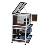 YES4PETS 118 cm XL Double Storey Rabbit Hutch Guinea Pig Cat Cage , Ferret cage Cat W Pull Out Tray - Front View