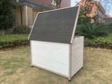 YES4PETS L Timber Pet Dog Kennel House Puppy Wooden Timber Cabin With Stripe White - Side View