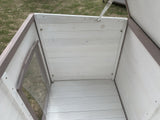 YES4PETS L Timber Pet Dog Kennel House Puppy Wooden Timber Cabin With Stripe White - Rear View