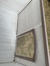 YES4PETS L Timber Pet Dog Kennel House Puppy Wooden Timber Cabin With Stripe White - Close-Up Angle