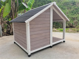 YES4PETS L Timber Pet Dog Kennel House Puppy Wooden Timber Cabin 130x105x100cm Grey - Front View