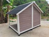 YES4PETS L Timber Pet Dog Kennel House Puppy Wooden Timber Cabin 130x105x100cm Grey - Side View