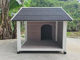 YES4PETS L Timber Pet Dog Kennel House Puppy Wooden Timber Cabin 130x105x100cm Grey - Top-Down View