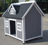 YES4PETS Grey Large Timber Pet Dog Puppy Wooden Cabin  Kennel Timber House - Front View