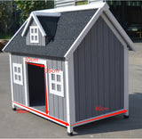 YES4PETS Grey Large Timber Pet Dog Puppy Wooden Cabin  Kennel Timber House - Rear View