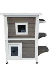 YES4PETS 2 Story Cat Shelter Condo with Escape Door Rainproof Kitty House - Front View