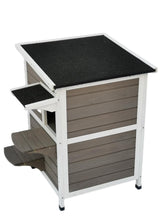 YES4PETS 2 Story Cat Shelter Condo with Escape Door Rainproof Kitty House - 45-Degree Angle