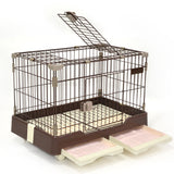 YES4PETS Large Brown Pet Dog Cage Cat Rabbit  Crate Kennel With Potty Pad And Wheel - Front View