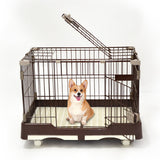 YES4PETS Large Brown Pet Dog Cage Cat Rabbit  Crate Kennel With Potty Pad And Wheel - Side View
