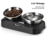 YES4PETS Stainless Steel Pet Bowl Water Bowls Portable Anti Slip Skid Feeder Dog Rabbit Cat - 45-Degree Angle