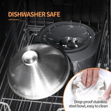 YES4PETS 2 x M Stainless Steel Pet Bowl Water Bowls Portable Anti Slip Skid Feeder Dog Rabbit Cat - Low Angle
