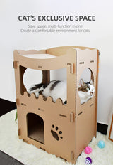 YES4PETS Cat Cardboard House Tower Condo Scratcher Pet Post Furniture Double Storey - 45-Degree Angle