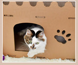 YES4PETS Cat Cardboard House Tower Condo Scratcher Pet Post Furniture Double Storey - Close-Up Angle