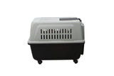YES4PETS Large Plastic Kennels Pet Carrier Dog Cat Cage Crate With Handle and Wheel Black - Front View