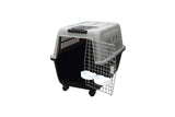YES4PETS XL Plastic Kennels Pet Carrier Dog Cat Cage Crate With Handle and Removable Wheel Black - Front View