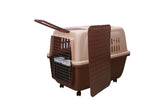 YES4PETS XL Plastic Kennels Pet Carrier Dog Cat Cage Crate With Handle and Removable Wheel Brown - Side View