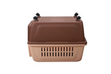 YES4PETS XL Plastic Kennels Pet Carrier Dog Cat Cage Crate With Handle and Removable Wheel Brown - Top-Down View