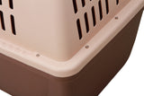 YES4PETS XL Plastic Kennels Pet Carrier Dog Cat Cage Crate With Handle and Removable Wheel Brown - 45-Degree Angle